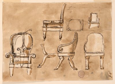 Zeichnung, Stühle, ca. 1800 von Unknown artistUnknown artist