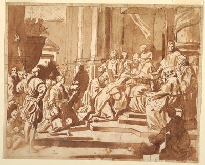 Clemens XI kleidet seine Nichte als Nonne ein, ca. 1700 von Unknown artistUnknown artist