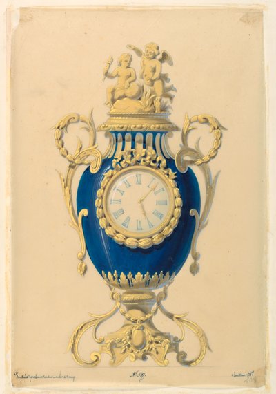Zeichnung, Uhr in Porzellan, ca. 1855 von Unknown artistUnknown artist