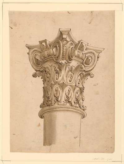 Eckansicht eines Kompositkapitells, 1625–1650 von Unknown artistUnknown artist