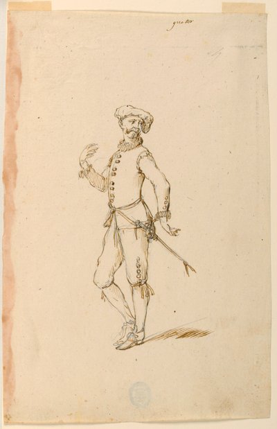 Zeichnung, Kostümentwurf: Ein Kapitän für ein Ballett, ca. 1720 von Unknown artistUnknown artist