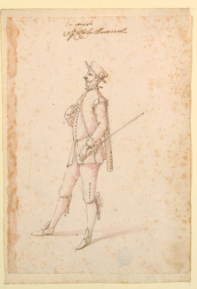 Kostümentwurf: Ein Hauptmann für ein Ballett, ca. 1720 von Unknown artistUnknown artist