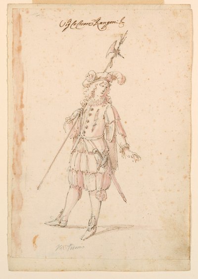 Zeichnung, Kostümentwurf: Ein Deutscher für ein Ballett, ca. 1720 von Unknown artistUnknown artist