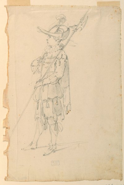 Kostümentwurf: Ein Hellebardenträger für ein Ballett, ca. 1720 von Unknown artistUnknown artist