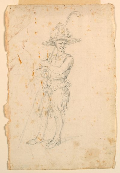 Zeichnung, Kostümentwurf: Ein Satyr für ein Ballett, ca. 1720 von Unknown artistUnknown artist