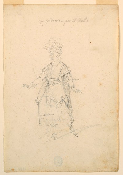Kostümentwurf: Eine Sängerin für ein Ballett, ca. 1720 von Unknown artistUnknown artist