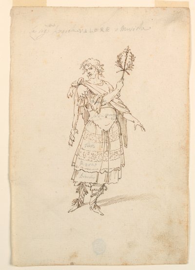 Zeichnung, Kostümentwurf: Tapferkeit und Musik für ein Ballett, ca. 1720 von Unknown artistUnknown artist