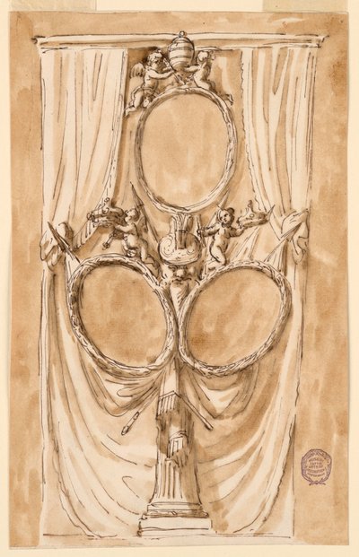 Dekoration für Porträt von Papst Pius VI. und Königspaar, ca. 1790 von Unknown artistUnknown artist