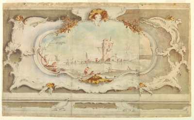 Zeichnung, Dekorative Kartusche mit einer Landschaft, ca. 1770 von Unknown artistUnknown artist