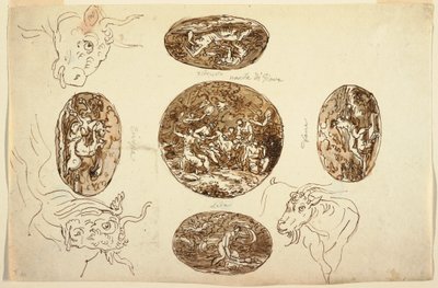 Zeichnung, Taten des Jupiter, für eine Decke, 1812 von Unknown artistUnknown artist