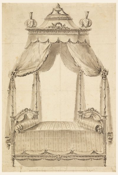 Zeichnung, Entwurf für ein Bett, ca. 1785 von Unknown artistUnknown artist