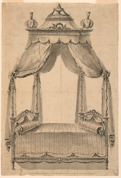Entwurf für ein Bett, ca. 1785 von Unknown artistUnknown artist