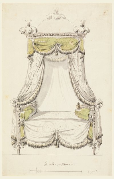 Zeichnung, Entwurf für ein Bett im römischen Stil, 1780 von Unknown artistUnknown artist