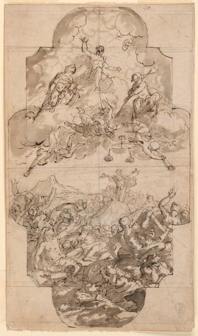 Zeichnung, Entwurf für eine Kirchendecke, 1700–1750 von Unknown artistUnknown artist