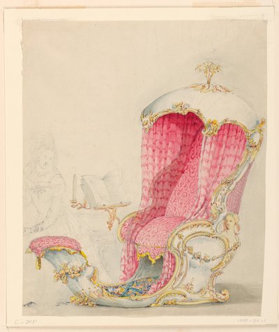 Zeichnung, Entwurf für eine Chaiselongue, ca. 1810 von Unknown artistUnknown artist