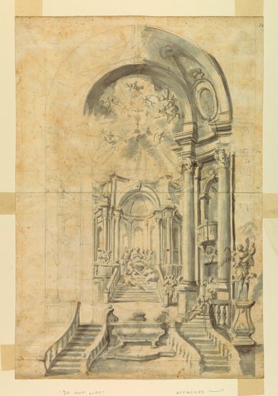 Zeichnung, Entwurf für ein Kirchenfest-Setting, ca. 1700 von Unknown artistUnknown artist