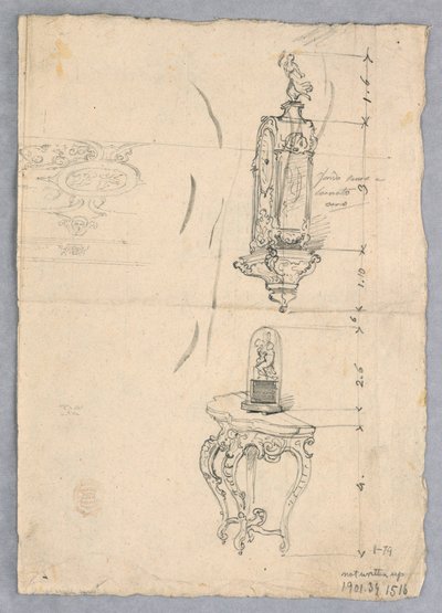 Zeichnung, Design für eine Uhr und Konsole, 18.–19. Jahrhundert von Unknown artistUnknown artist