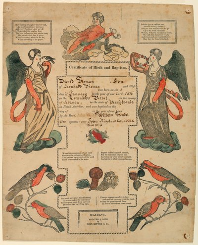 Fraktur, Taufschein, 1816 von Unknown artistUnknown artist