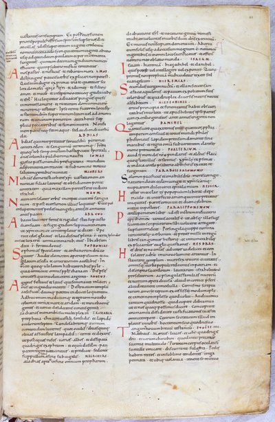 Eine Seite aus der Bibel des 11. Jahrhunderts, die die verschiedenen Bücher des Alten Testaments einführt von Unknown artist