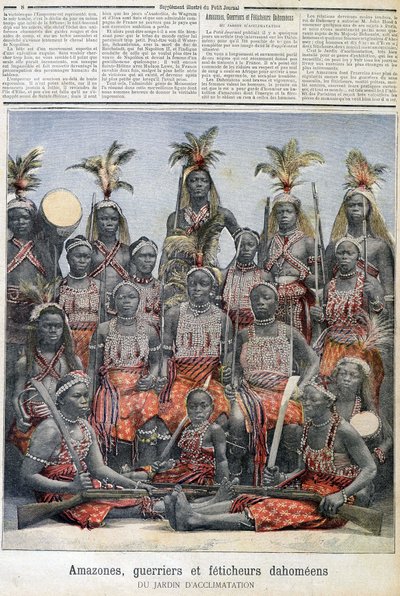 Amazonen, Krieger und Dahomeische Fetischisten, aus dem Garten der Akklimatisation - in „Le Petite Journal“ vom 28.02.1891 von Unknown artist