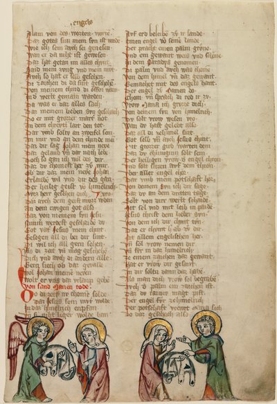 Ein Engel präsentiert das Grabtuch Christi der Jungfrau; Die Jungfrau zeigt das Tuch dem Heiligen Johannes von Unknown artist