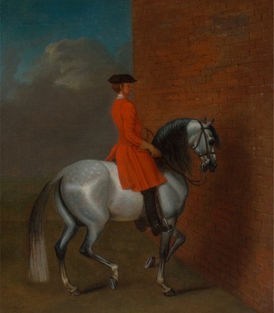 Eine Übung in Haute Ecole: der Passage nach links entlang einer Wand, nach Vanderbank von Unknown artist