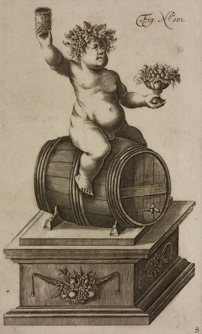 Bacchus auf Fass, Mannequin zum Feuerwerksabschuss, aus Grand Art d