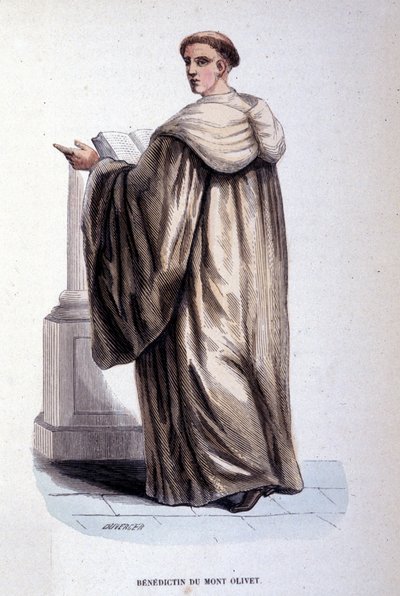 Benediktiner von Monte Oliveto oder Olivetaner, religiöser Orden, der im 14. Jahrhundert in Siena gegründet wurde. Gravur des 19. Jahrhunderts. Privatsammlung, Mailand. von Unknown artist