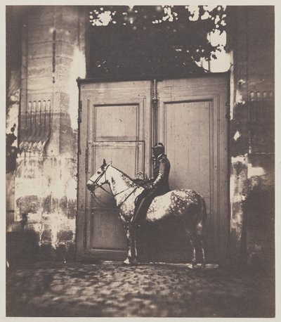 Schwarzer Reiter vor einer Tür von Unknown artist