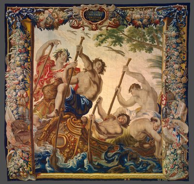 Caesar besteigt ein Boot, um sich seiner Armee anzuschließen aus Die Geschichte von Caesar und Cleopatra von Unknown artist