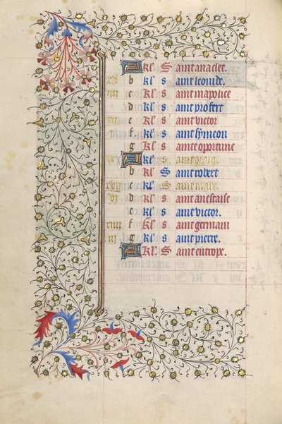 Kalenderseite von Unknown artist
