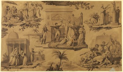 Karikatur für bedruckten Baumwollstoff: Die Franzosen in Ägypten [Les Francais en Egypte] von Unknown artist