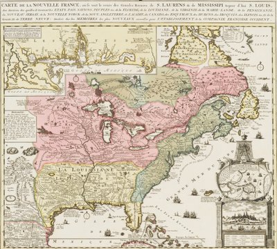 Karte des südlichen Teils der Vereinigten Staaten mit dem Mississippi und Saint Louis, c. 1720 von Unknown artist