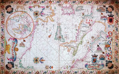 Karte des Mittelmeers, zeigt Italien und die nordafrikanische Küste von Unknown artist