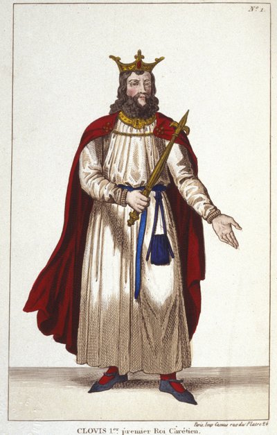 Chlodwig I. (466-511), König der Franken, Dynastie der Merowinger (Gravur 1830) von Unknown artist