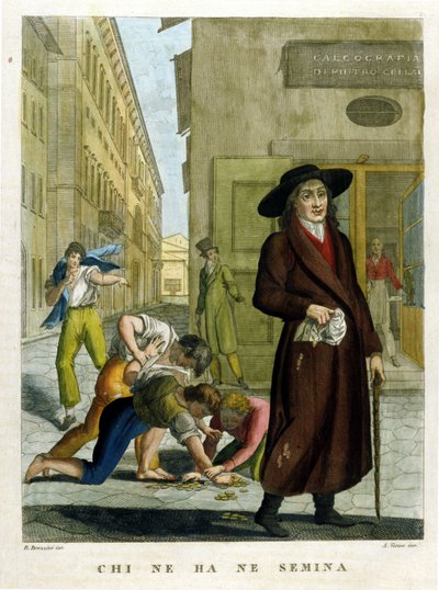 Sammlung von Sprichwörtern, Gravur aus dem späten 18. Jahrhundert von Unknown artist