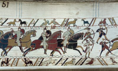 Eroberung Englands durch den Herzog der Normandie Wilhelm den Eroberer 1066: Beginn der Schlacht von Hastings (Detail) von Unknown artist