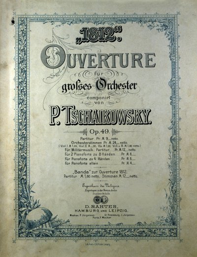 Titelblatt der Ouvertüre „Das Jahr 1812“ Opus 49 von Piotr Iljitsch Tschaikowski von Unknown artist