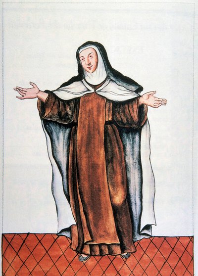 Alltagsleben und Bräuche in Peru: „Karmelitin“ Aquarell aus dem Buch „Trujillo del Peru“ von Baltasar Martinez Companon y Bajanda, Bischof von Trujillo (1782-1785). 18. Jahrhundert Madrid. Biblioteca del Palacio Real von Unknown artist