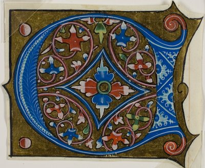 Geschmückter Initialbuchstabe "D" mit Blättern und zwei Kugeln aus einem Chorbuch von Unknown artist