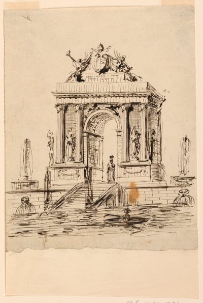 Entwurf für einen Brunnen mit dem Wappen von Papst Gregor XVI von Unknown artist