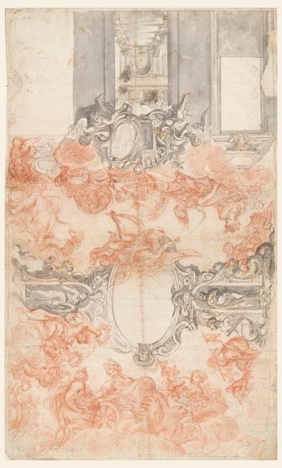 Entwurf für eine bemalte Decke und die Dekoration einer kurzen Wand, die die Jahreszeiten darstellt von Unknown artist