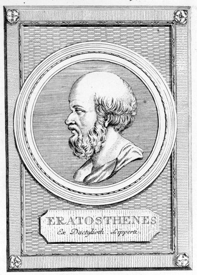 Eratosthenes (275 v. Chr. - 195 v. Chr.), Mathematiker, Astronom, Geograph und Dichter. Porträt aus der „Galleria degli antichi greci e romani“, Bd. II. Poschiavo 1784 von Unknown artist