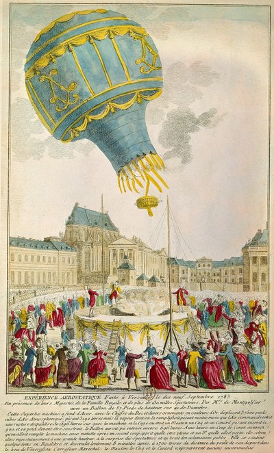 Erfahrung der Brüder Montgolfier am 19.09.1783 in Versailles von Unknown artist
