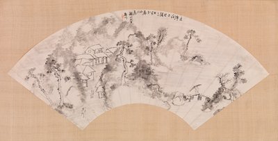 Fächer - Landschaft mit Pferd und Brücke von Unknown artist