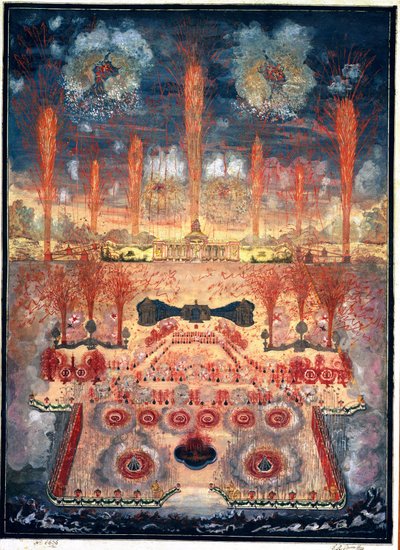 Feuerwerk und Illuminationen am 16. Juni 1744 in Moskau von Unknown artist