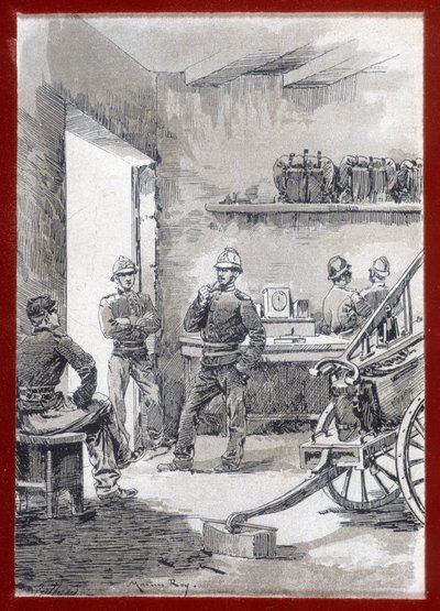 Feuerwehrleute in einer Kaserne: Stadtposten - n.d. von Unknown artist