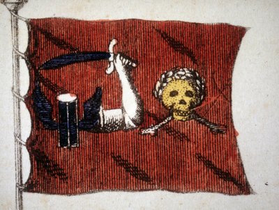 Flagge der barbarischen Piraten, Gravur aus dem späten 18. Jahrhundert von Unknown artist