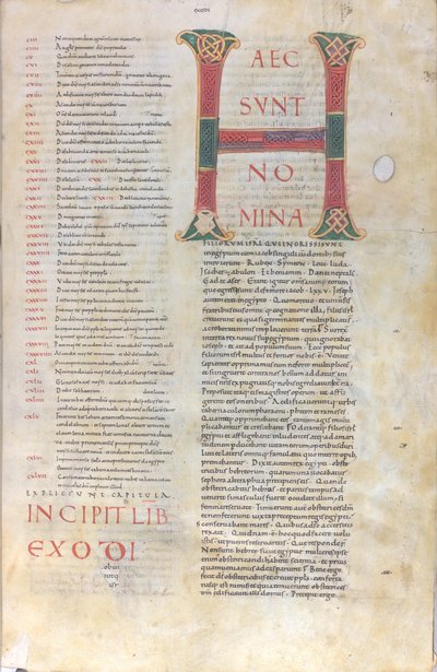 Haec sunt nomina: Initiale des Buches Exodus, XI Jahrhundert von Unknown artist