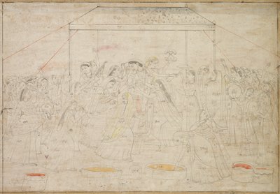 Hindu-Gott Krishna wird für das Frühlingsfest Holi in Frauenkleider gekleidet von Unknown artist